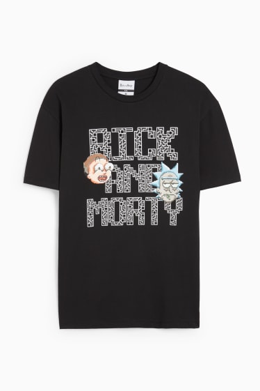 Mężczyźni - T-shirt - Rick i Morty - czarny