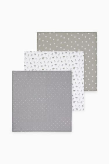 Bebés - Pack de 3 - estrellas y animales silvestres - muselinas para bebé - gris