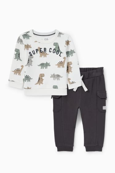 Babys - Dino - baby-outfit - 2-delig - crème wit