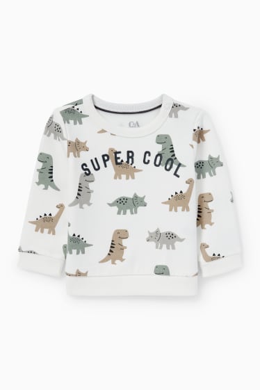 Babys - Dino - baby-outfit - 2-delig - crème wit