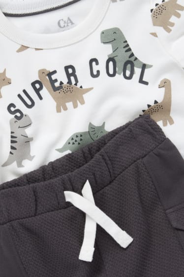 Babys - Dino - baby-outfit - 2-delig - crème wit