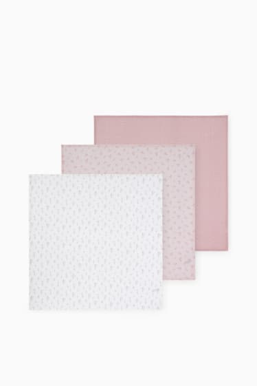 Nadons - Paquet de 3 - floretes i piquets - mocador de mussolina per a nadó - rosa