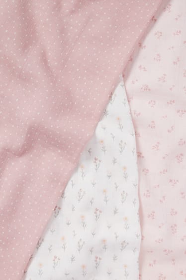 Bébés - Lot de 3 - petites fleurs et pois - foulard en mousseline pour bébé - rose