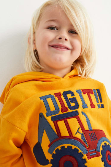 Dzieci - Wielopak, 2 szt. - koparka - bluza z kapturem i bluza dresowa - pomarańczowy