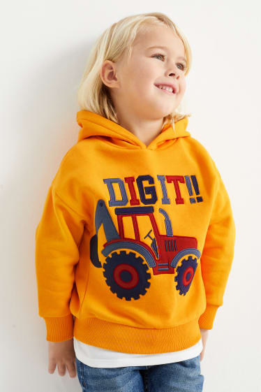 Enfants - Lot de 2 - pelleteuse - sweat à capuche et sweat - orange