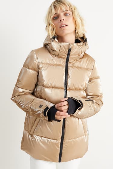 Dona - Jaqueta d’esquí amb caputxa - lluent - daurat