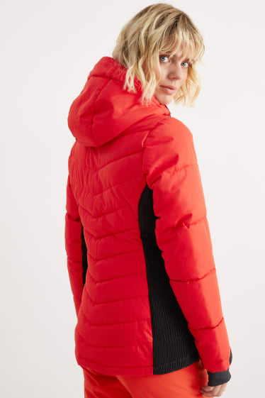 Dames - Ski-jas met capuchon - rood