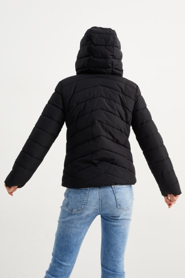 Kinderen - Gewatteerde jas met capuchon - waterafstotend  - zwart