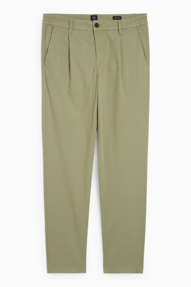 Pánské - Kalhoty chino - tapered fit - Flex - zelená