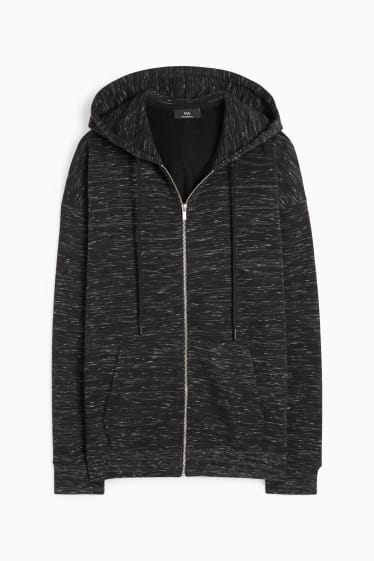 Herren - Sweatjacke mit Kapuze - schwarz-melange