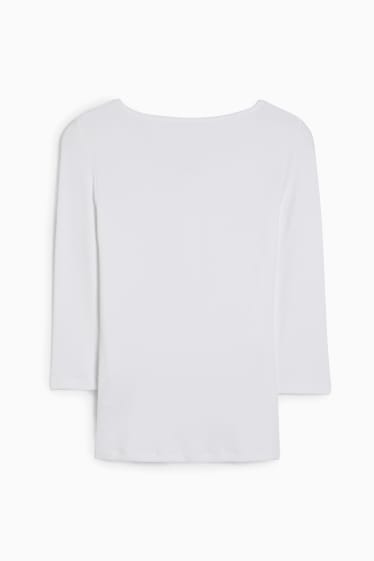 Femei - Tricou cu mânecă lungă basic - alb