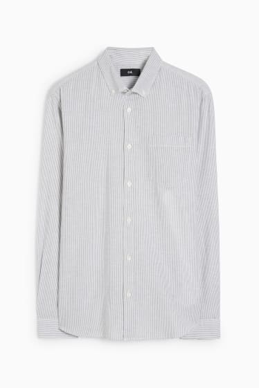 Hombre - Camisa Oxford - regular fit - button down - de rayas - gris