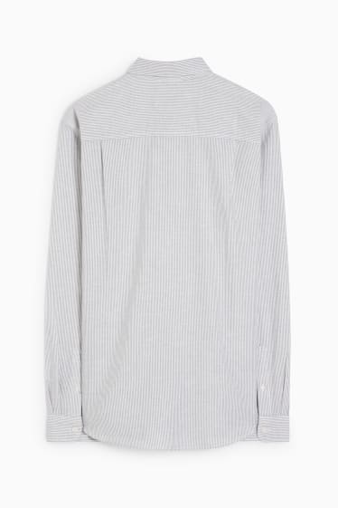 Heren - Oxford overhemd - regular fit - button-down - gestreept - grijs