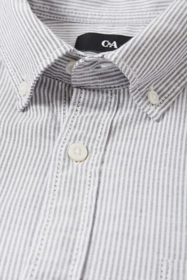 Heren - Oxford overhemd - regular fit - button-down - gestreept - grijs
