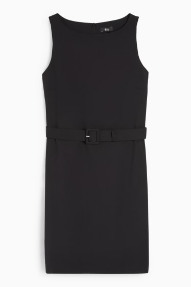 Femmes - Robe étui d’affaires avec ceinture - matière extensible - Mix & Match - noir