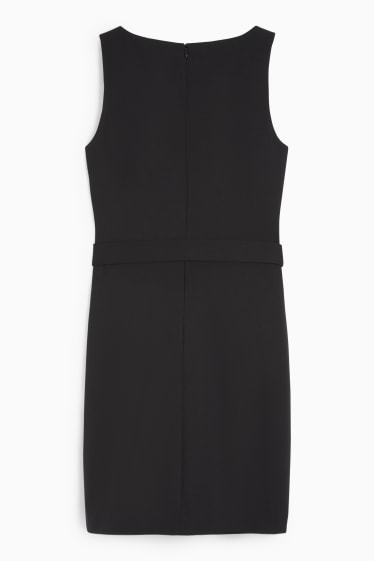 Kobiety - Biznesowa sukienka ołówkowa z paskiem - strecz - Mix & Match - czarny