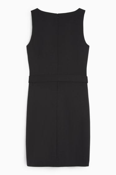 Femmes - Robe étui d’affaires avec ceinture - matière extensible - Mix & Match - noir