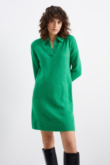Dames - Gebreide jurk - groen