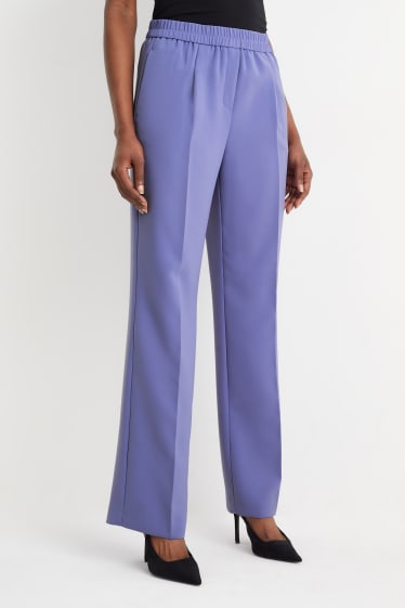 Kobiety - Spodnie materiałowe - średni stan - straight fit - fioletowy