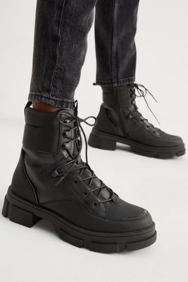 Damen - Boots - Lederimitat - schwarz