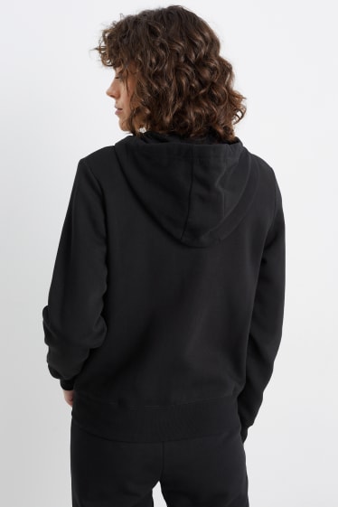 Damen - Basic-Sweatjacke mit Kapuze - schwarz