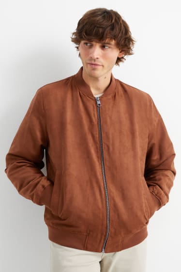 Men - Bomber jacket - faux leather - brown