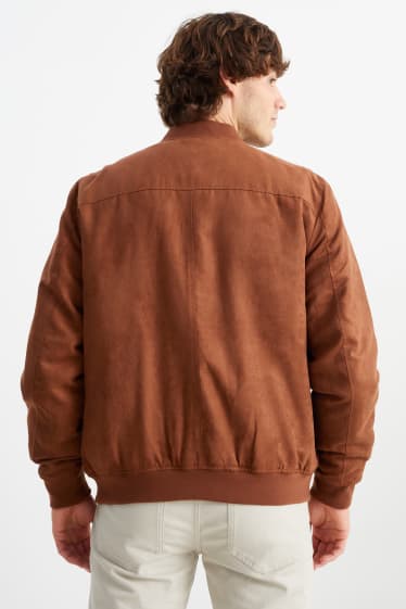 Men - Bomber jacket - faux leather - brown