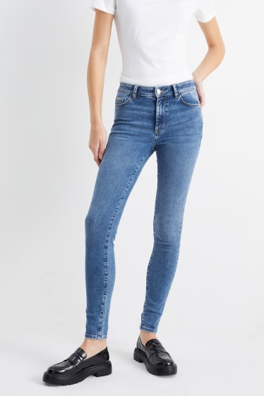 Women - Skinny jeans - mid-rise waist - shaping jeans - LYCRA® - blue denim