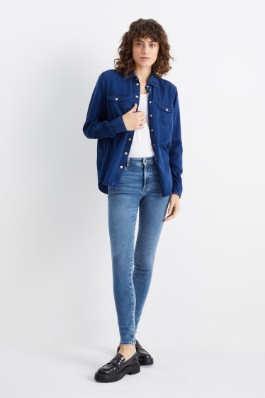 Women - Skinny jeans - mid-rise waist - shaping jeans - LYCRA® - blue denim