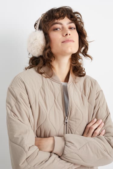 Femei - Acoperitoare pentru urechi - aspect lucios - alb-crem