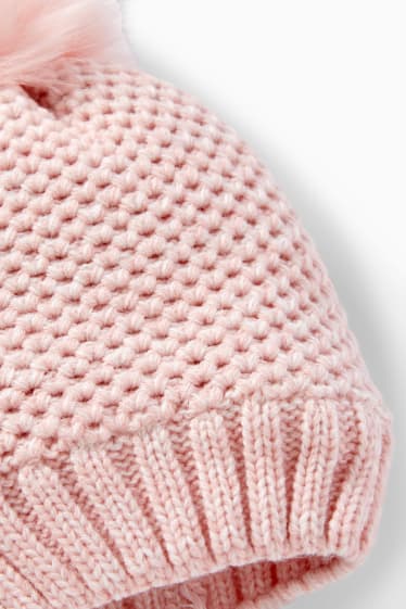 Enfants filles - Bonnet en maille - rose