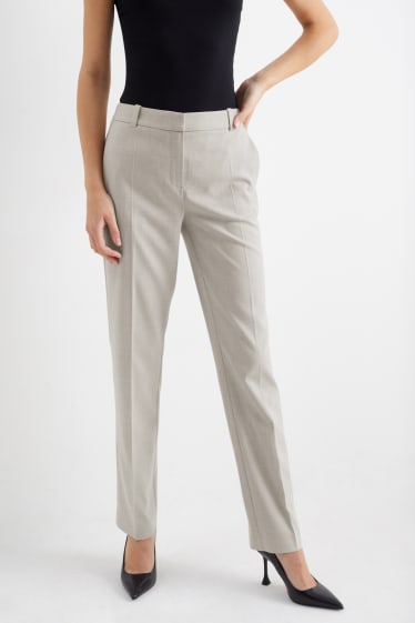 Dames - Businessbroek - mid waist - straight fit - Mix & Match - licht beige
