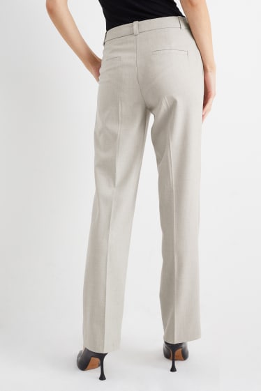 Dames - Businessbroek - mid waist - straight fit - Mix & Match - licht beige