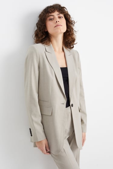 Dames - Lange business-blazer - regular fit - Mix & Match - licht beige