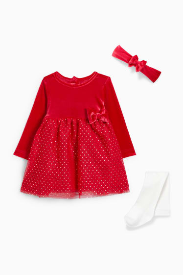 Miminka - Outfit pro miminka - 3dílný - tmavočervená