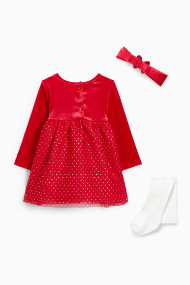 Bébés - Ensemble bébé - 3 pièces - rouge foncé