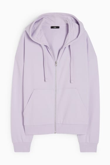 Damen - Basic-Sweatjacke mit Kapuze - hellviolett