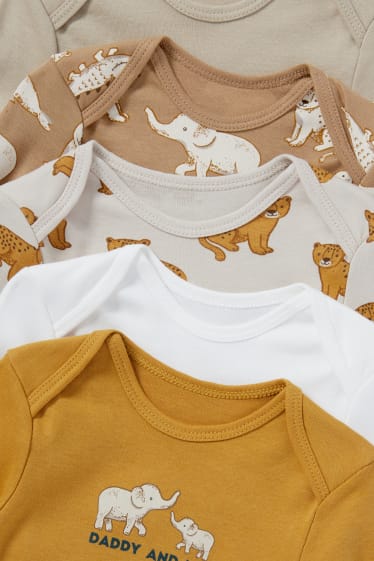 Baby Jungen - Multipack 5er - Wildtiere - Baby-Body - hellbraun