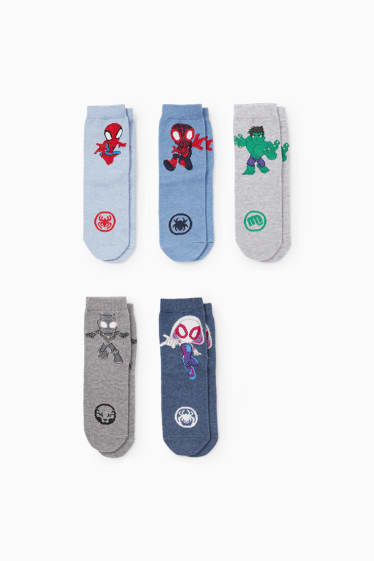 Kinderen - Set van 5 paar - Marvel - sokken met motief - lichtblauw