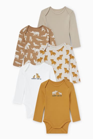 Baby Jungen - Multipack 5er - Wildtiere - Baby-Body - hellbraun