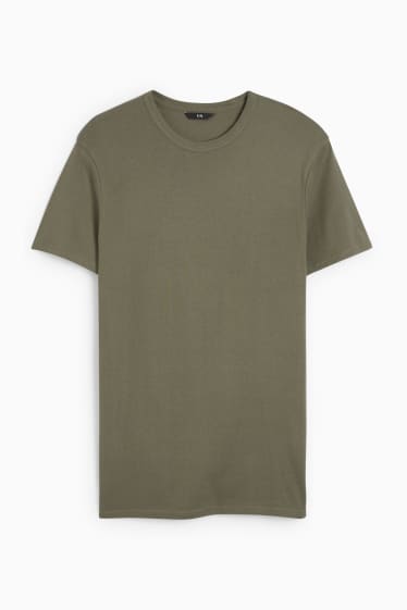 Heren - T-shirt - fijn geribd - groen