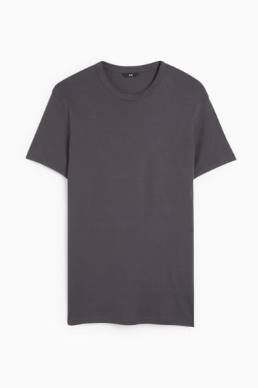 Mężczyźni - T-Shirt - ryps w cienkie prążki - ciemnoszary