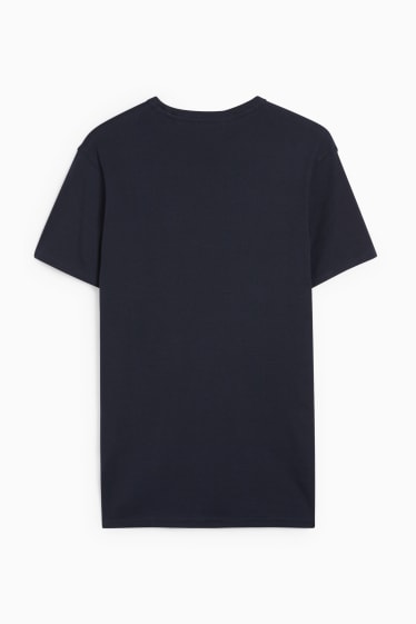 Hommes - T-shirt - côtes fines - bleu foncé