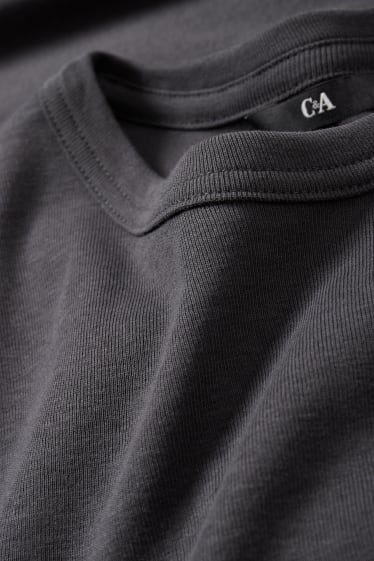 Hommes - T-shirt - côtes fines - gris foncé