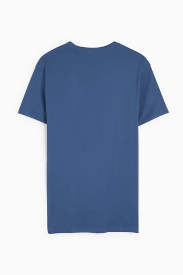 Pánské - Tričko - jemné žebrování - modrá