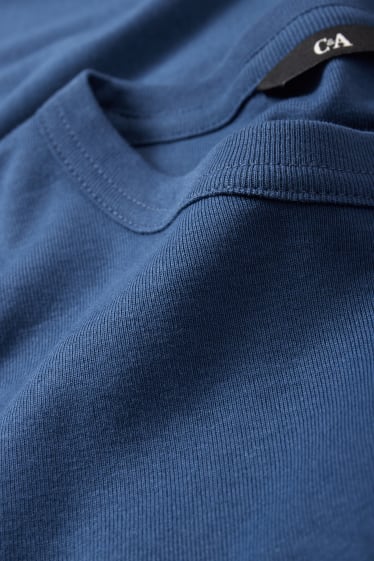 Pánské - Tričko - jemné žebrování - modrá