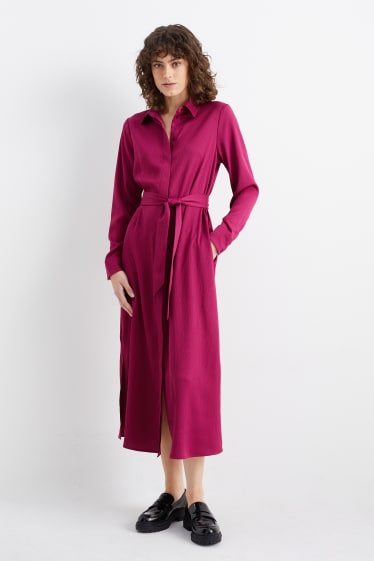 Women - Shirt dress - bordeaux