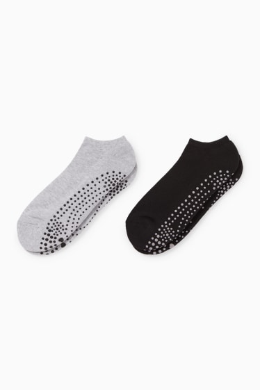 Mujer - Pack de 2 - calcetines tobilleros antideslizantes - gris claro