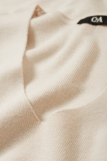 Mujer - Jersey básico con escote en pico - beige claro