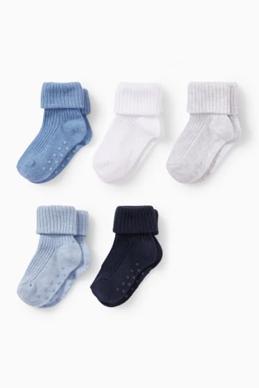 Bebés - Pack de 5 - calcetines antideslizantes para bebé - azul claro
